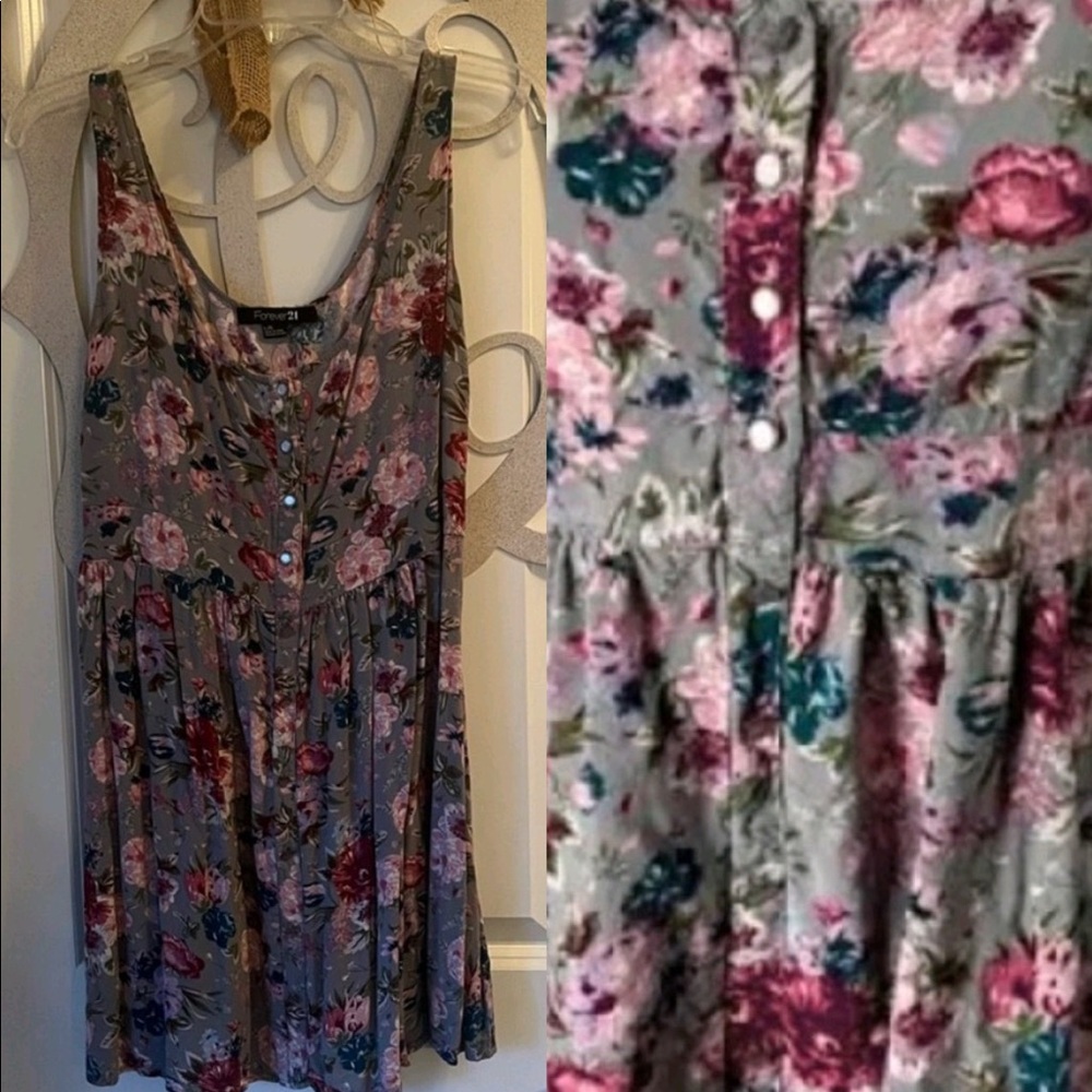 Forever 21 - Size L - Fit & Flare, Stretchy Mini Dress w/ Flowers
